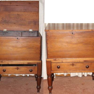 Antique 19th Century Cherry Wood Sugar Chest With One Drawer (25 1/2”W x 18”D x 33”H)