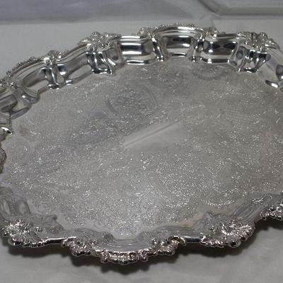 Ornate Silverplate serving tray 16” x 19”