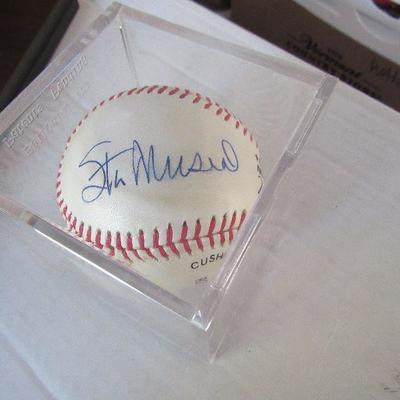 Autographed baseball by Stan Musial, Enos Slaughter, Johnny Mize and 2 undetermined signatures