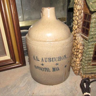 Fabulous crock jug marked S.I. Aubuchon   Desoto MO