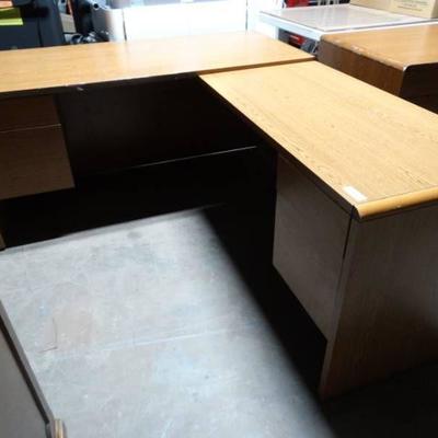 Wood L desk- Desk w return