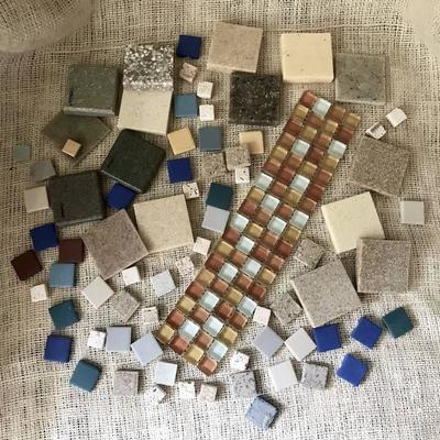 Assortment of small ceramic tile pieces