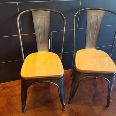 (2) Gray Metal Restaurant Chairs