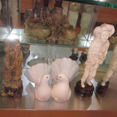 Rare Lladro Pair Doves Love birds & Tons of Asian Collectible Statuary  