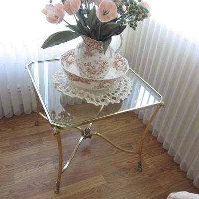 Mid-Century Glass & Brass Accent Tables