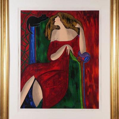 Large Linda Le Kinff Limited Edition Hand Embellished & Signed Serigraph Entitled ANASTASIA