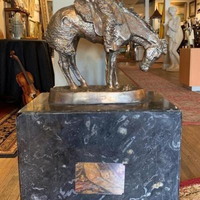 Rare Monumental Silver Platted Statue by Frederic Remington Entitled "Norther" Limited Ed. #8/50