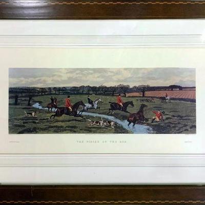 19th c. English Fox Hunt Engraving Entitled THE FINISH OF THE RUN, Engraved by C.R. Stock After Pain