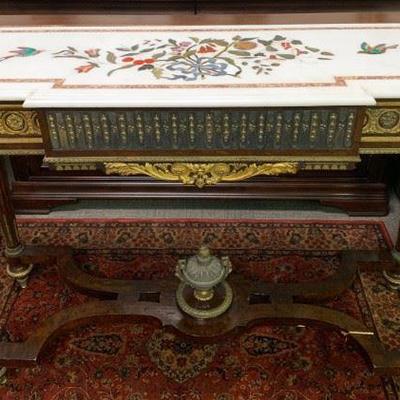 Beautiful Ornate Inlaid Marble Table Built for 20th Century Fox Movie Set