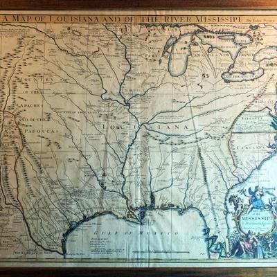 1721 Hand Colored Engraved MAP OF LOUISIANA AND THE RIVER MISSISSIPPI by John Senex