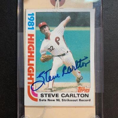 Hand Signed Steve Carlton Baseball Card - 1981 - in Case