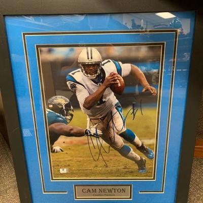 Signed Cam Newton Photograph - Carolina Panthers - Matted and Framed under glass