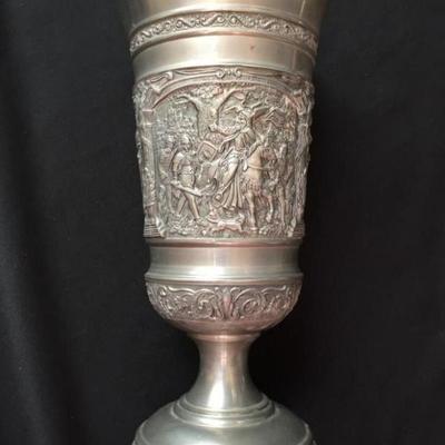 German Zinn Pewter Knight's Chalice Vase 