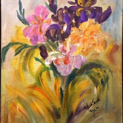 Original Anna Ray Floral Acrylic Painting Still Life - Copyright Included, See...