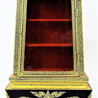 Antique Gold Leaf Chinese 2 Sided Jewelry Case  