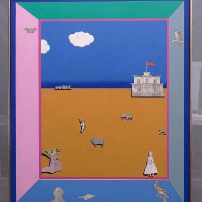 Surreal Collage Mixed Media Painting by Rosamond Berg Titled COLOR OF DREAMS