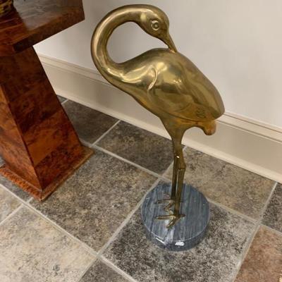 Large Brass Floor Bird Sculpture