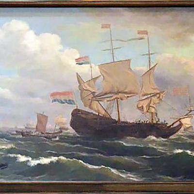 Louis Barnaba Marine Oil Painting Entitled 