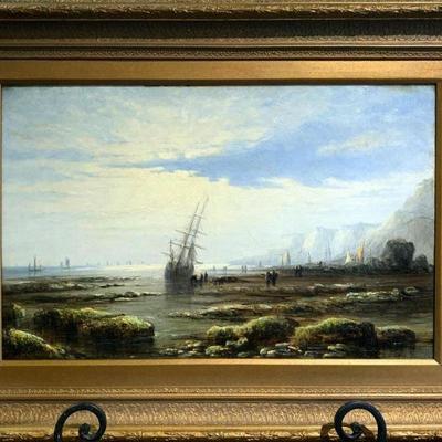 19th Century English Marine Oil Painting - British School Nautical, Coastal, Seascape 