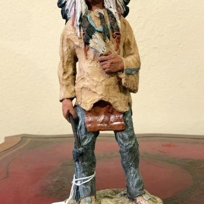 Signed Monfort Indian Sculpture Titled SIOUX CHIEF