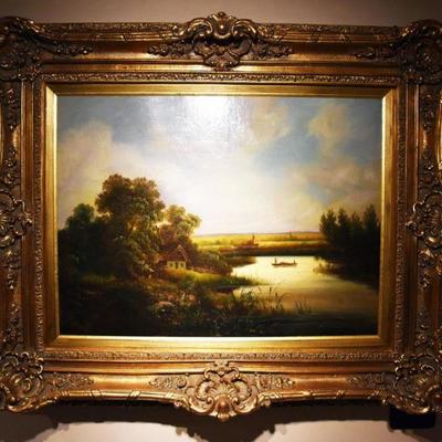 Large 19th Century Landscape Oil Painting
