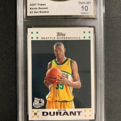 GEM MINT 10 Kevin Durant Rookie Basketball Card - 2007 Topps Card (#2 Set Rookie)