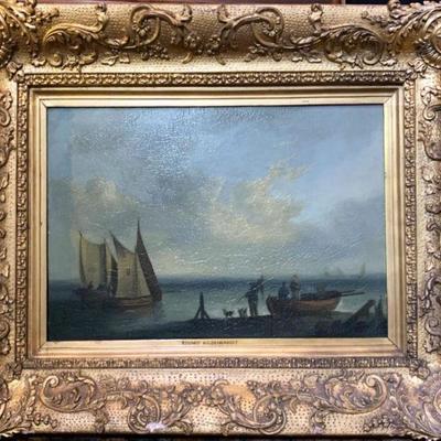 19th Century Marine Coastal Oil Painting After Eduard Hildebrandt