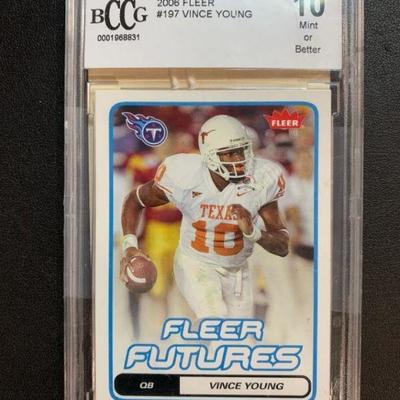 Vince Young Graded Football Card - 10 Mint or Better by Beckett - 2006 Fleer Futures Card in Case