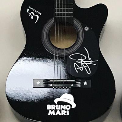 Bruno Mars Signed / Autographed Acoustic Guitar with COA