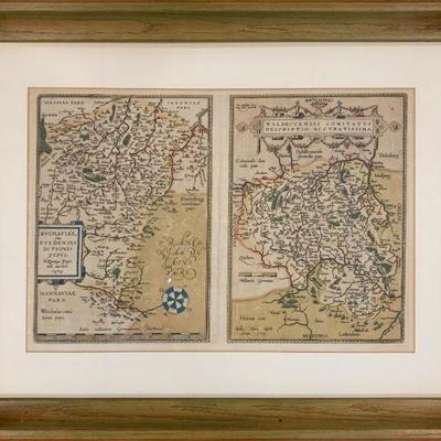 16th Century Hand Colored Double Page Copper Engraved Maps from from Theatrum Orbis Terrarium