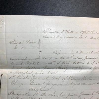 Historical Civil War Hand Written Document - Court Martial Proceedings