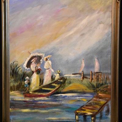 Original Anna Ray Figural Landscape Acrylic Painting - Copyright Included.  See...