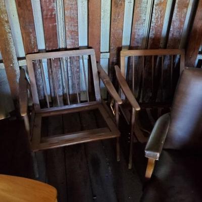 Pair of frame mid century chairs in need of repair