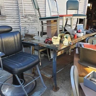 Industrial chairs and when cage fifties Barber chair