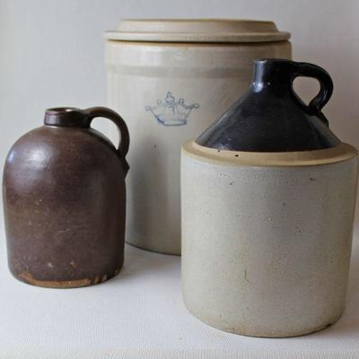 collection of stoneware jugs and crocks