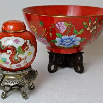 collection of Asian decorative porcelains