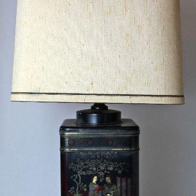 painted tin turned into a lamp