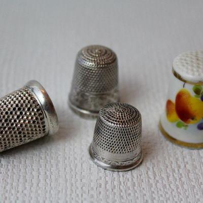 sterling, porcelain thimbles