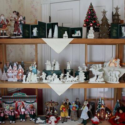 extensive collection of Christmas decorations and ornaments, including Fitz & Floyd, Studio 56, and hand-made items