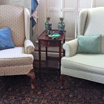 side table with wing chairs