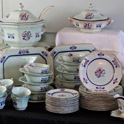 hand-painted Adams Calyx Ware china - 73 pieces