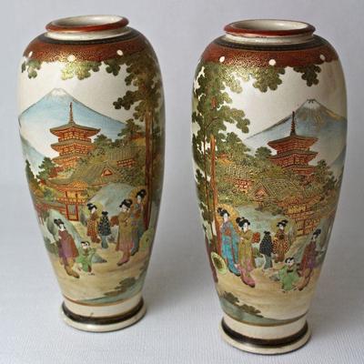 pair of Japanese Satsuma vases