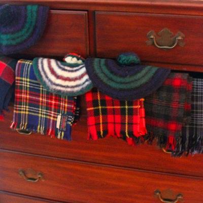 collection of name brand, vintage, and seasonal clothing, including items from Scotland