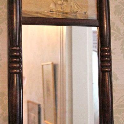 small Empire style mirror with sailing ship motif