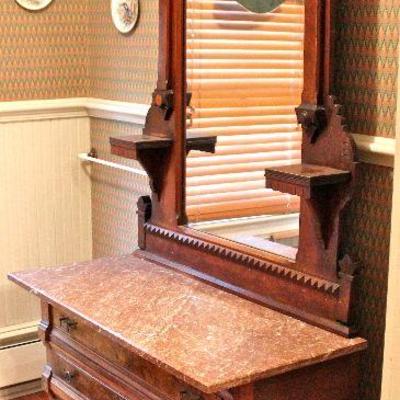 Eastlake dresser with marble top
