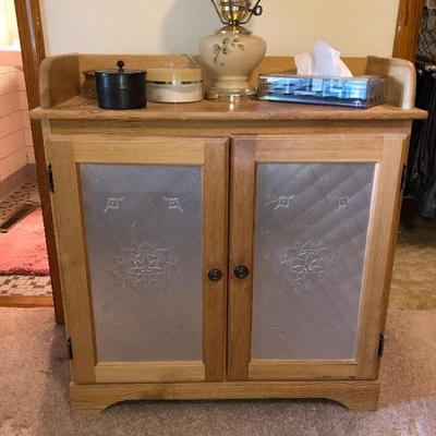 Pine cabinet w/punched tin panels
$48