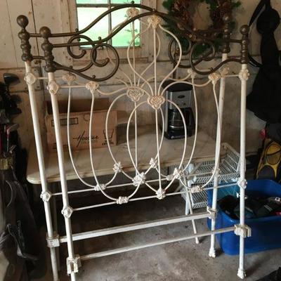 VINTAGE IRON AND BRASS BED FRAME