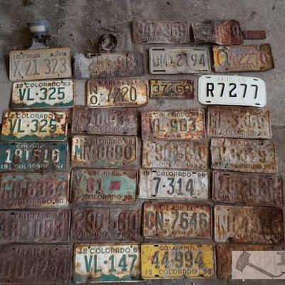 1136: 31 Vintage Various-States License Plates
Plates from Virginia, Colorado, Georgia, California, Arizona, New Mexico, Utah and Illinois
