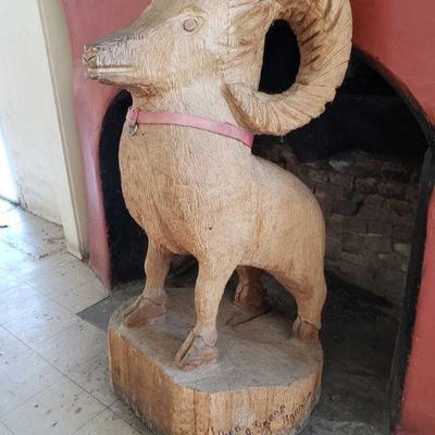 5002: 4' Tall Longhorn Sheep Wooden Statue
Base measures approximately 25