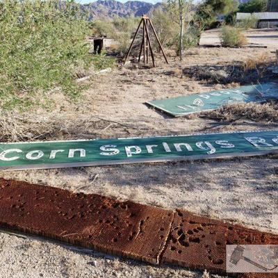 997: 2 Large Highway Road Signs w/ Reflectors
Signs measure approx. 13' x 4 1/2' and 16' x 2 1/2'. Both signs feature Reflectors in the...